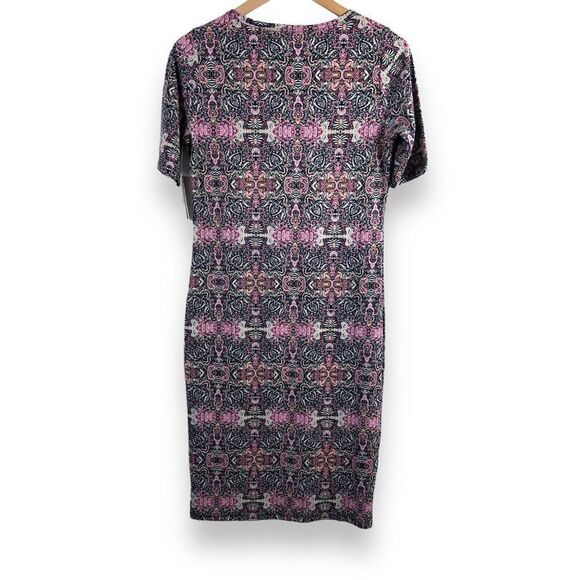 LuLaRoe‎ Women’s M Julia Midi Dress Black Pink Boho Mandala Print Stretch New - Picture 2 of 10